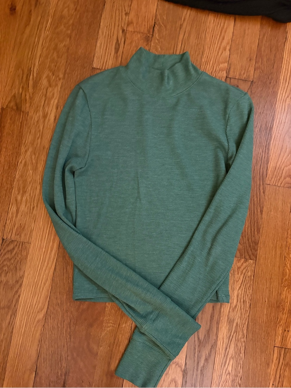 American Eagle Green Ribbed Long Sleeve Top